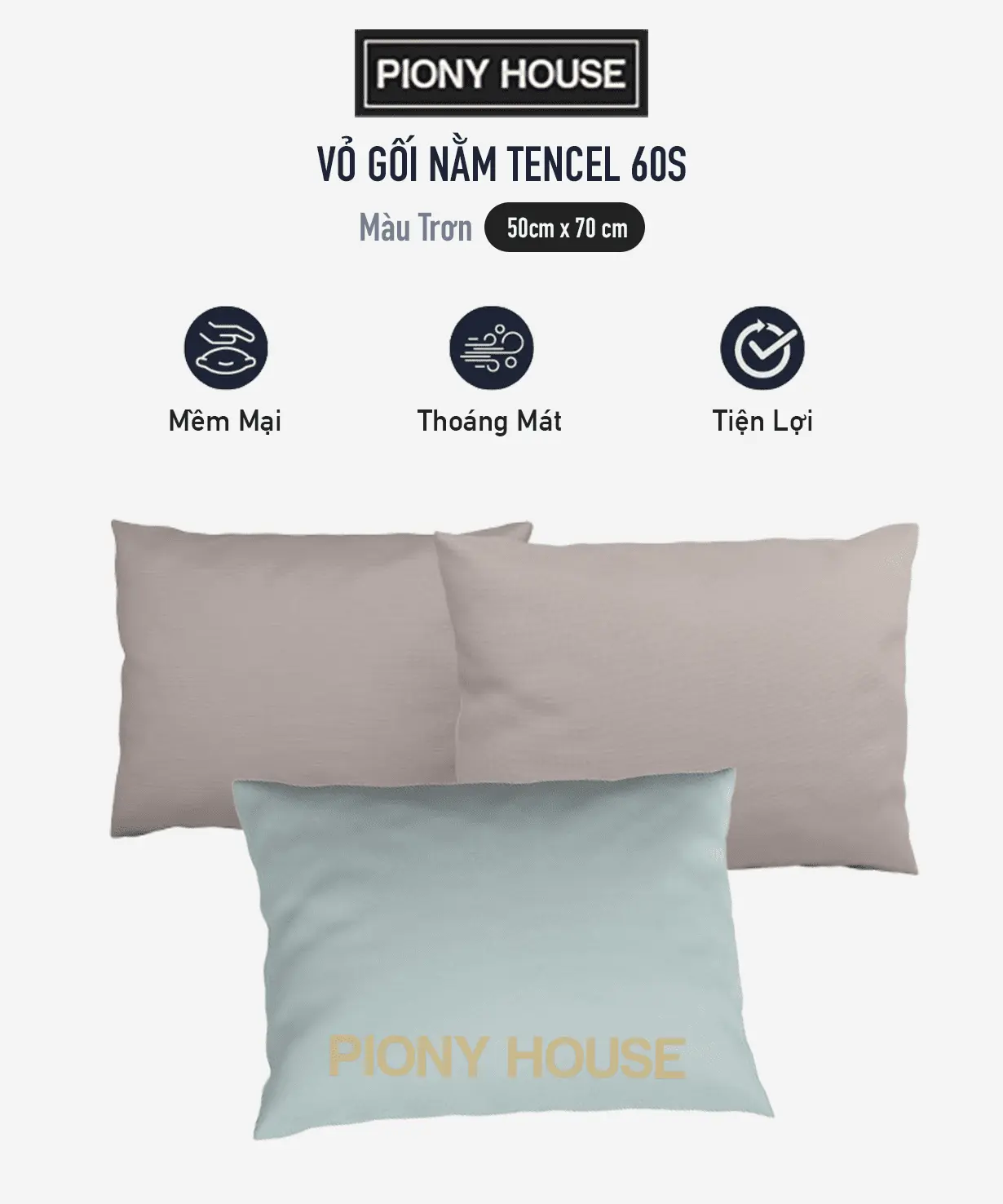Vỏ Gối Nằm Lụa Tencel 60s Size 50×70 cm Cao Cấp Đủ Màu