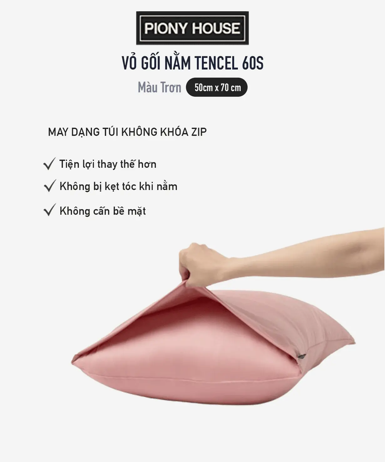 Vỏ Gối Nằm Lụa Tencel 60s Size 50×70 cm Cao Cấp Đủ Màu