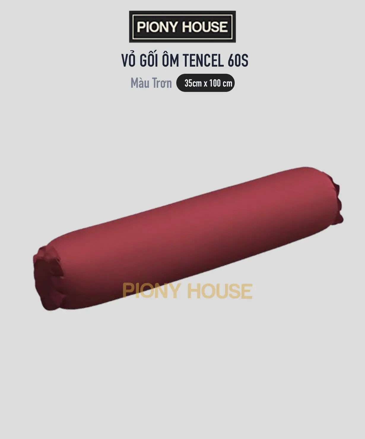 Vỏ Gối ôm Lụa Tencel 60s Size 35×100 cm Cao Cấp Piony House